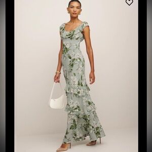Reformation Tripoli Dress Sage Floral Maxi size 6